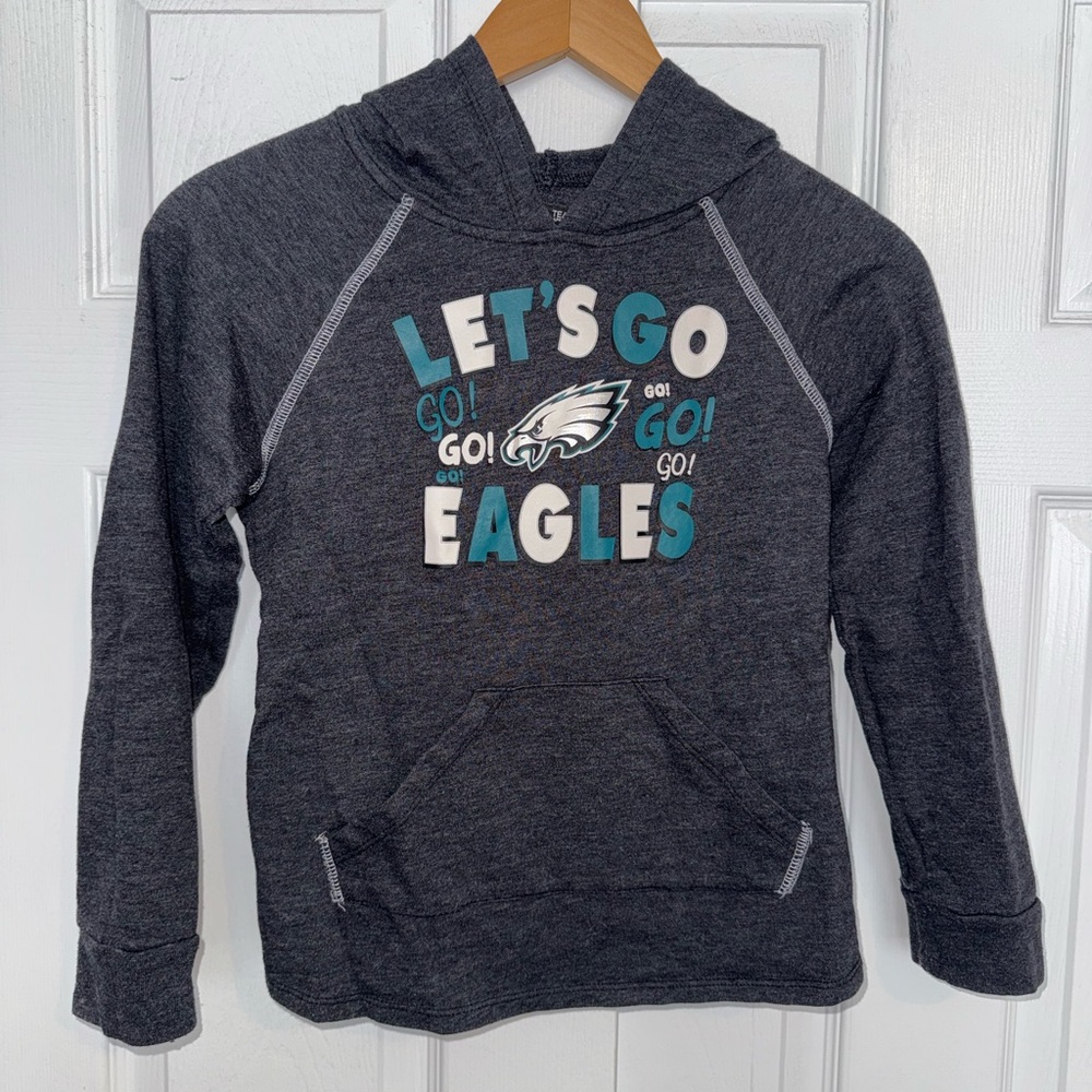 NFL Philadelphia Eagles Girls Hoodie Sweatshirt | Size L (10/12) | Gray